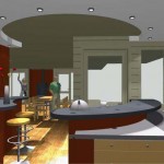 plan salon bar en 2D ou 3D avec intégration des luminaires