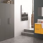 meuble rangement laverie gris et coloré - ici jaune CRIS BTP