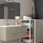 meuble vasque gris taupe et rangement linge CRIS BTP