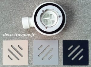 Grille colorée et bonde étanche prête à l'emploi ultraplate en 90 avec panier amovible pour récupérer les cheveux OFFERTS pour l'achat de receveur quartz