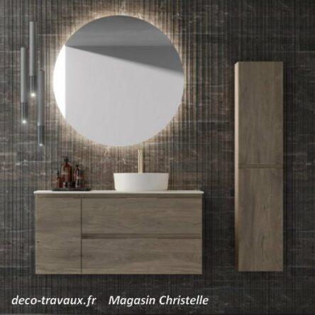 Magasin Christelle meuble bimélamine type chêne gris moderne