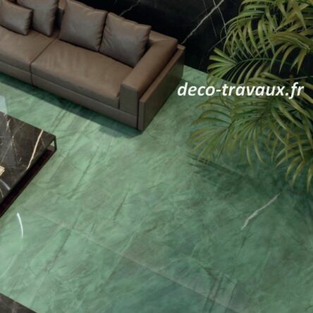 carrelage en 1.20 par 1.20 m vert marbré gris avec veines cristal blanc deco-travaux