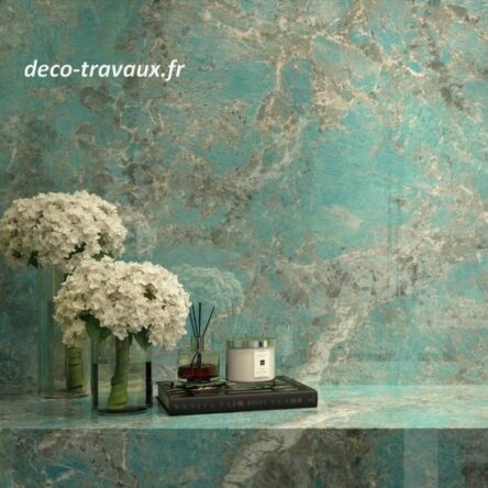 carrelage en 120 par 120 cm marbre bleu vert magasin Christelle Savoie