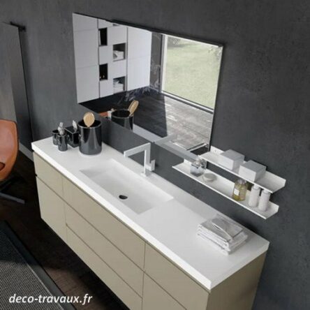 magasin meuble salle de bains Aime Bg Saint Maurice les Arcs en 140 160 ou 180 cm beige avec vasque 1 ou 2 trous blanc mat