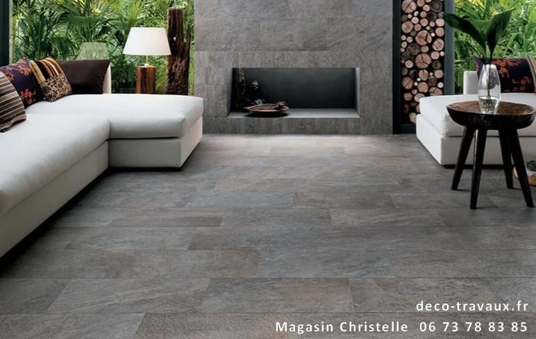 carrelage type pierre gris nuancé Magasin Christelle